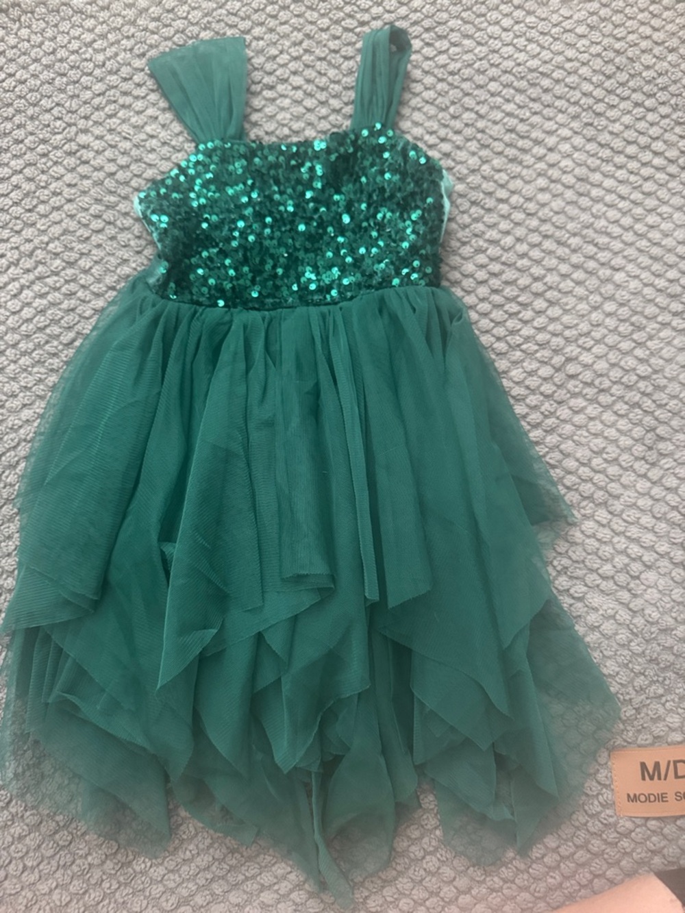 Cat & Jack Girls Emerald Green Sequin Tulle Party Dress